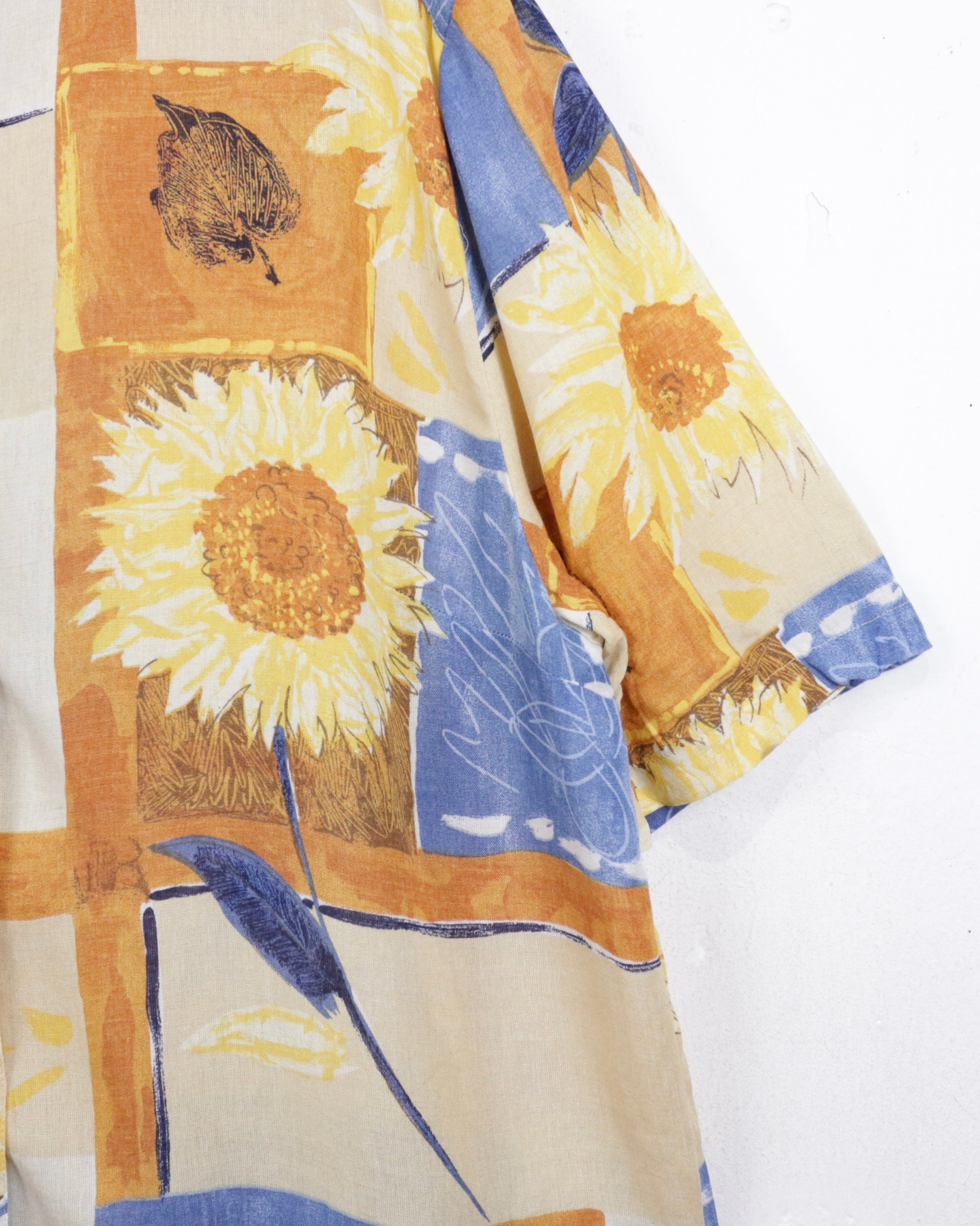 Caka act2】Artistic Sunflower Pattern Vintage Loose S/S Shirt