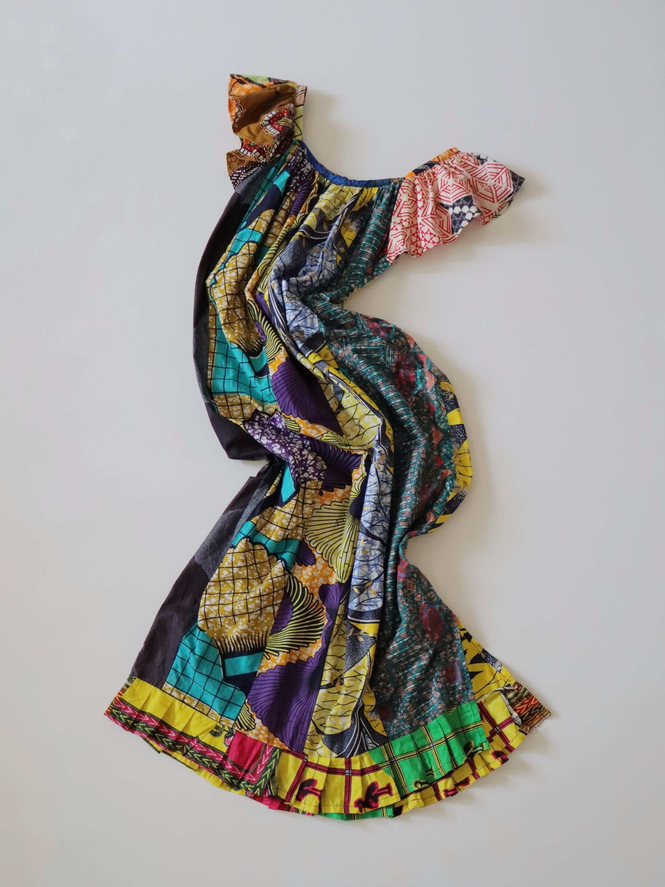 ●african batik patchwork cotton design long dress