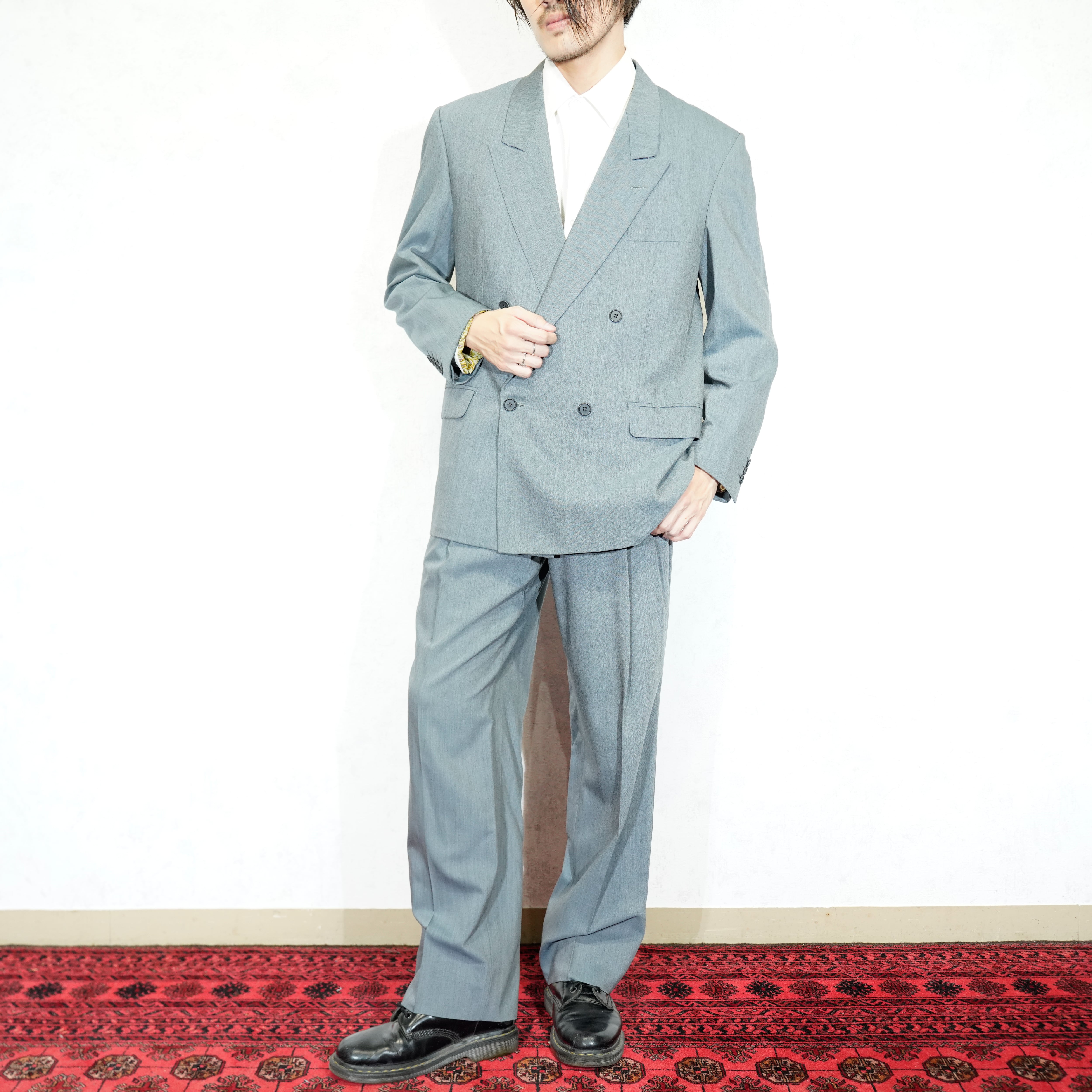 LOST特注【vintage】セットアップ ダブルスーツ マットグレー モード LOST特注【vintage】セットアップ ダブルスーツ マットグレー モード