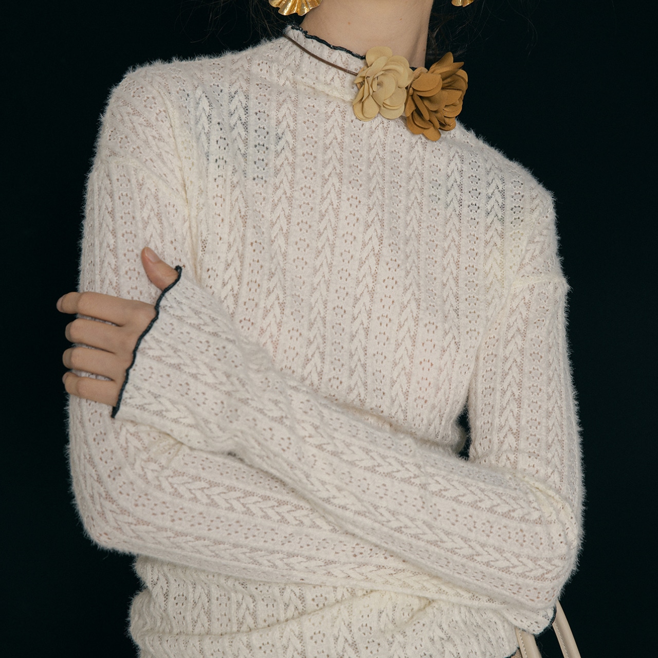 Sheer Rib Knit Top T3811