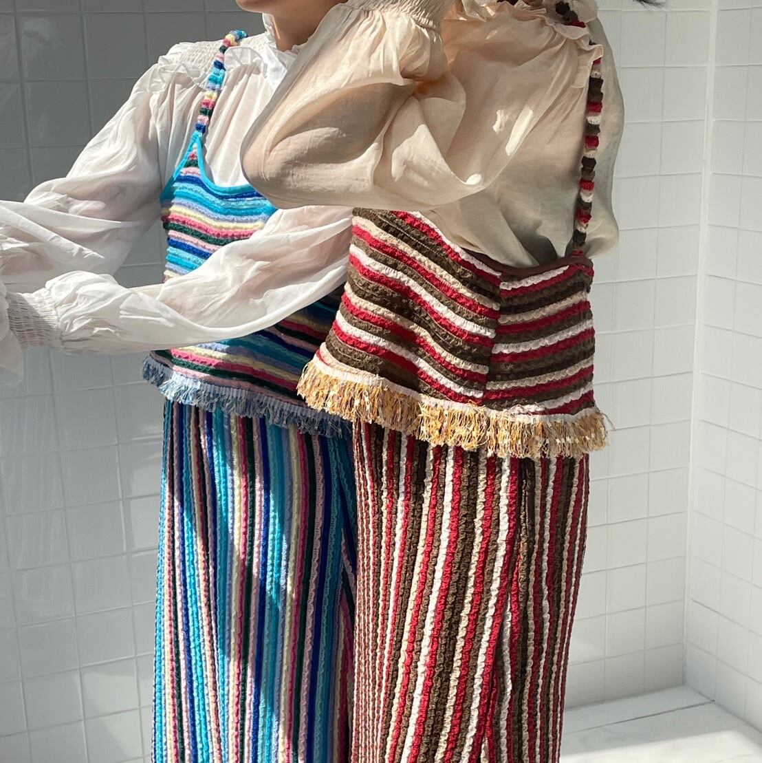 fringe border skirt bustier set up_LN01097