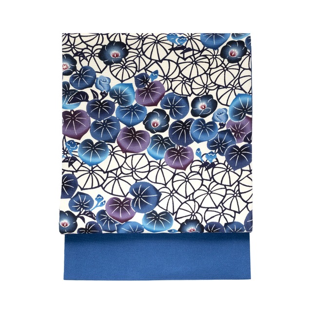 日本工芸会正会員　城間栄市作　どくだみの模様　紅型染め　松岡姫ちりめん名古屋帯【未使用品】