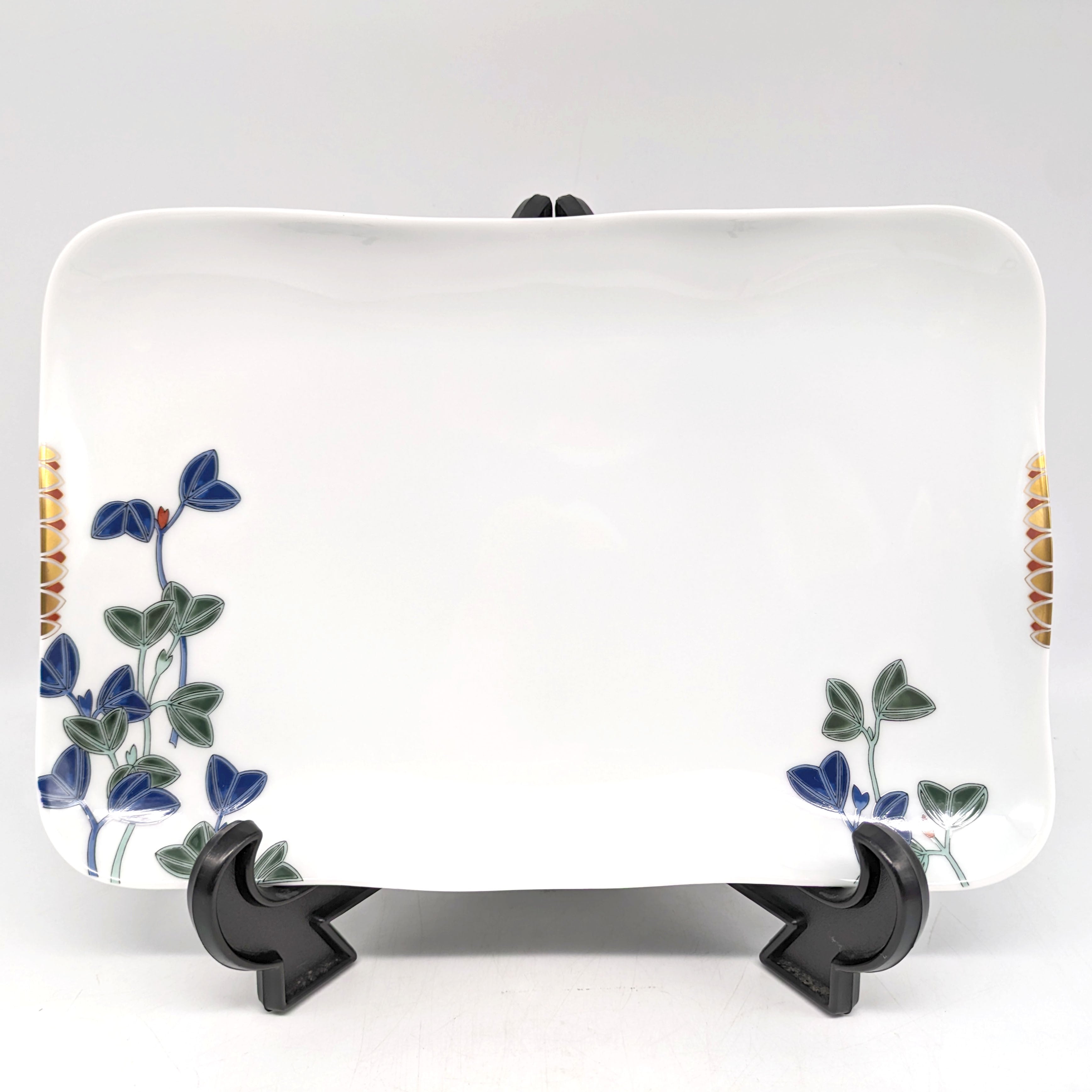 深川製磁 角4号飾皿 4枚セット 染錦金彩雲竜 角