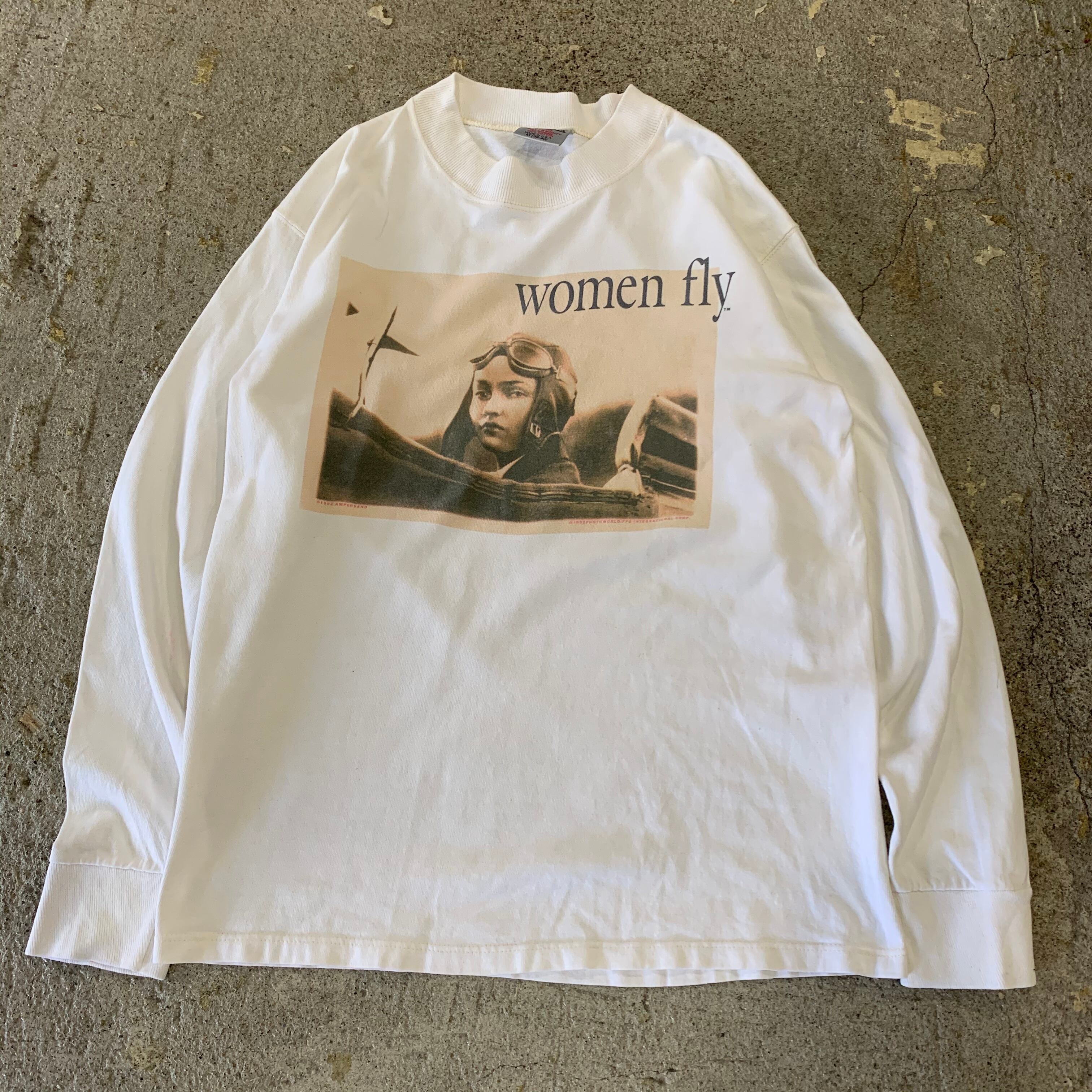 90s women fly "Amelia Earhart"L/S T-shirt