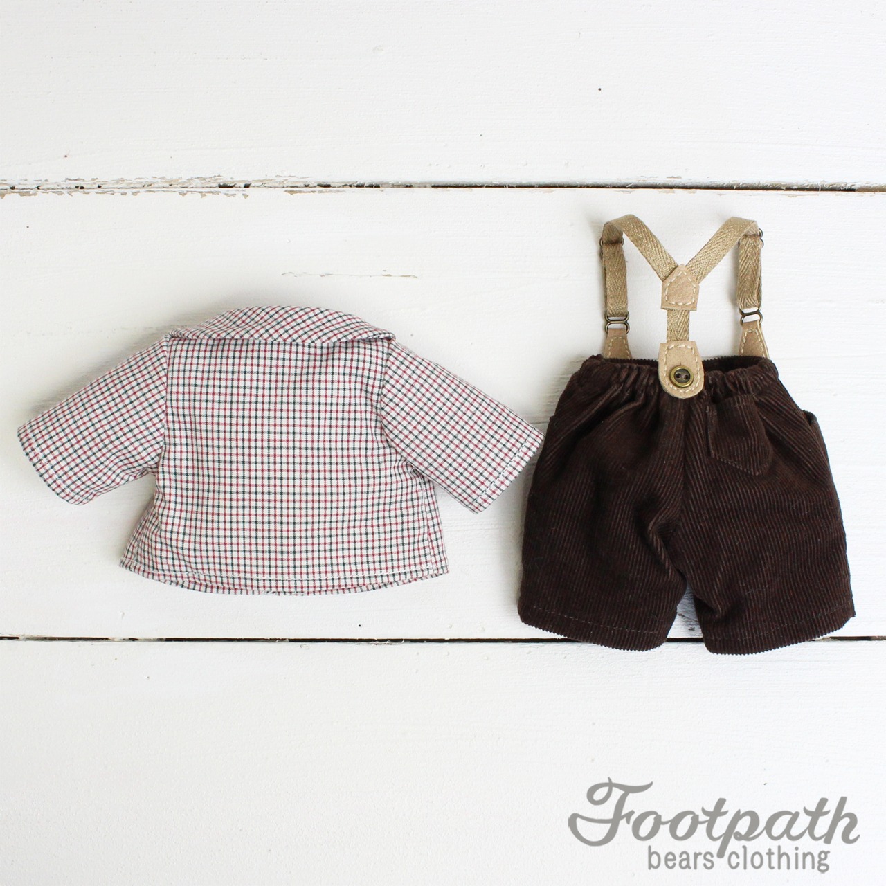 Vsb-7015 Red check shirt brown pants set