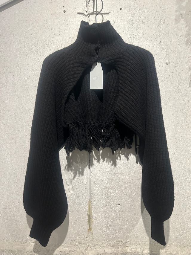 PONTI  wool cotton fringe cardigan