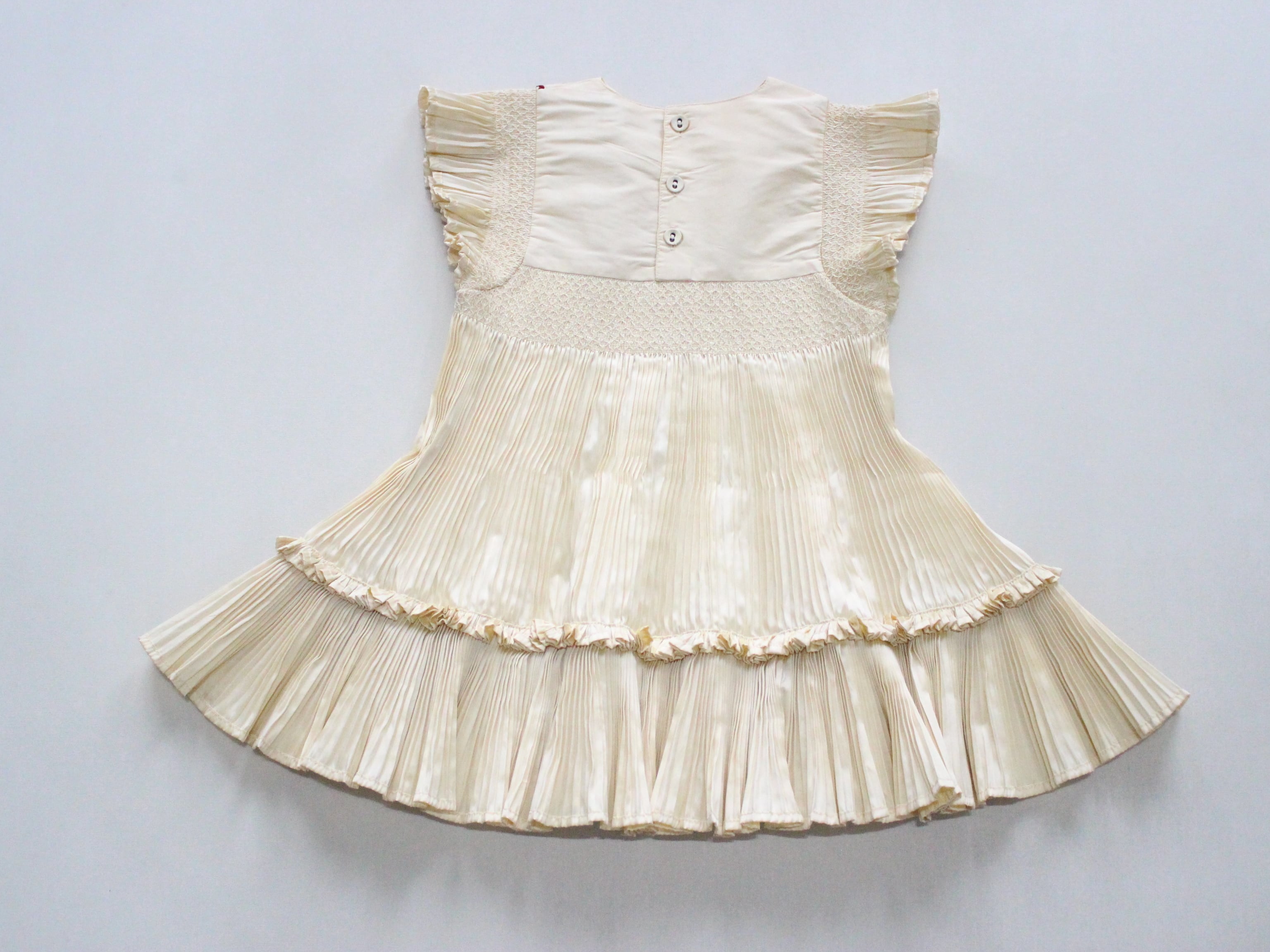 BONJOUR DIARY Dress pleated ivory taffetas 2-6y | RESONASON