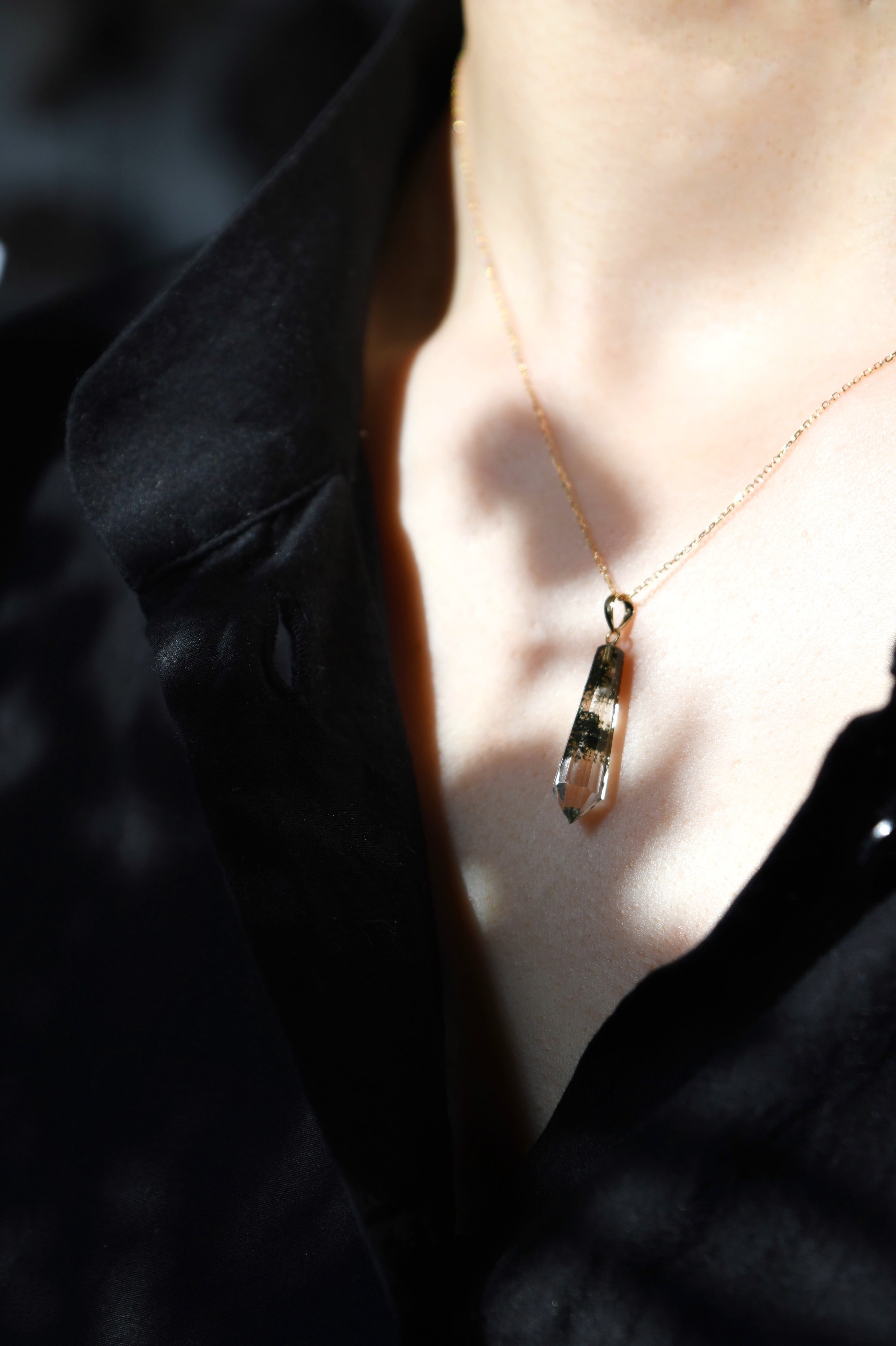 K18 Garden Quartz Pencil Pendant Necklace 18金ガーデン水晶ペンシル