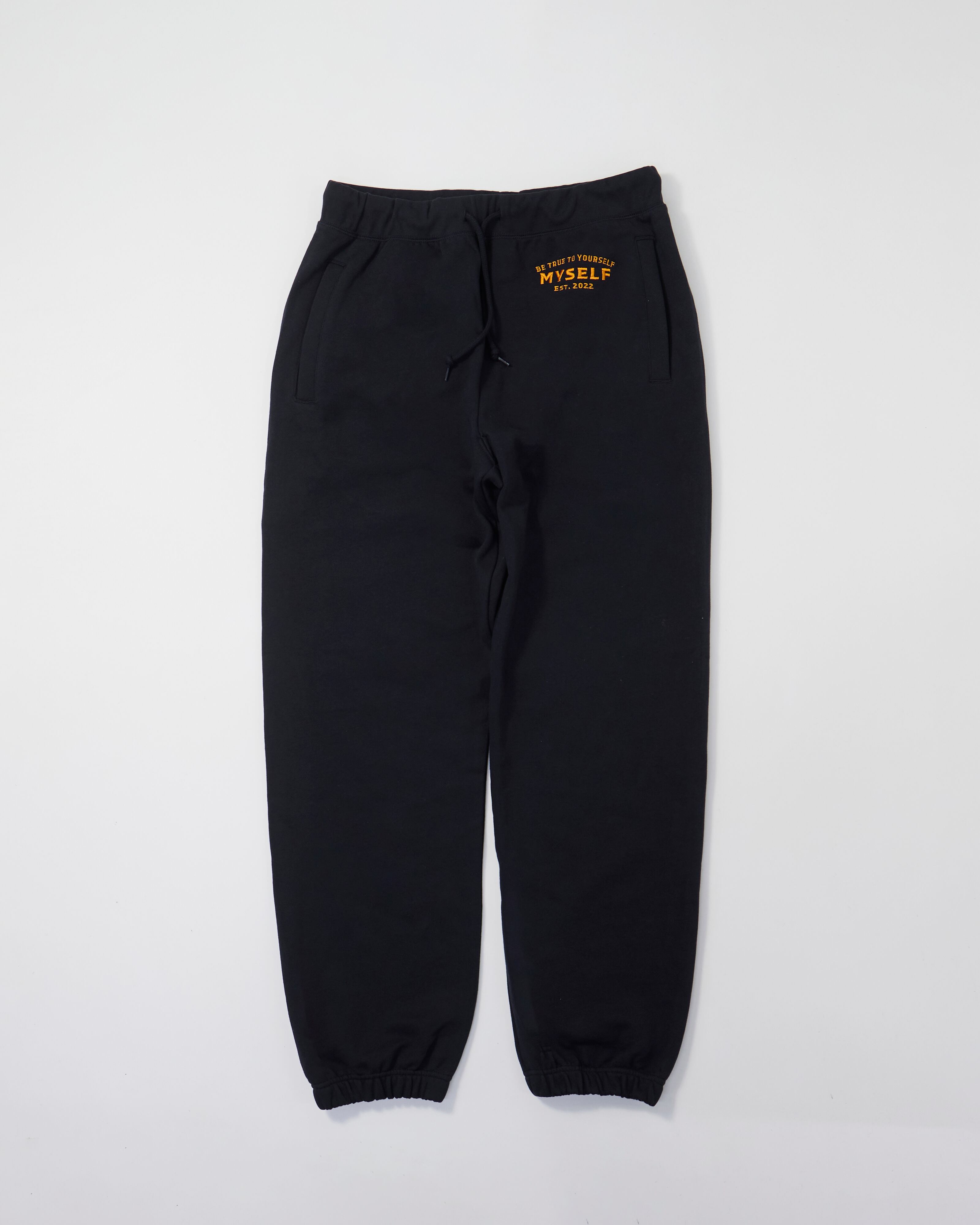 EMBROIDERED LOGO SWEATPANTS [NAVY] | MYSELF