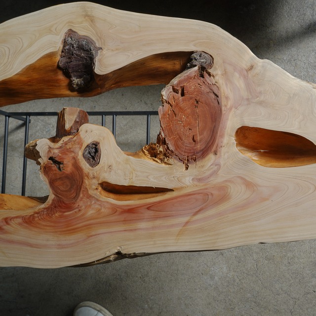 伊吹の穴あき一枚板 ローテーブル