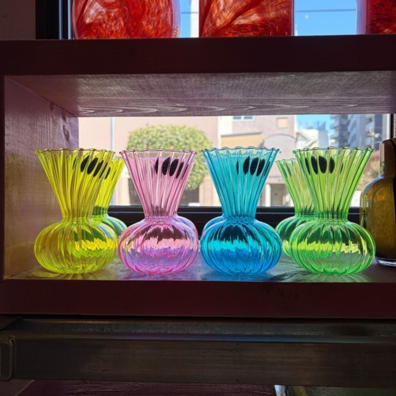 NEON GLASS VASE 4Color ネオンカラー ガラス フラワーベース 花瓶 イエロー ピンク ブルー グリーン