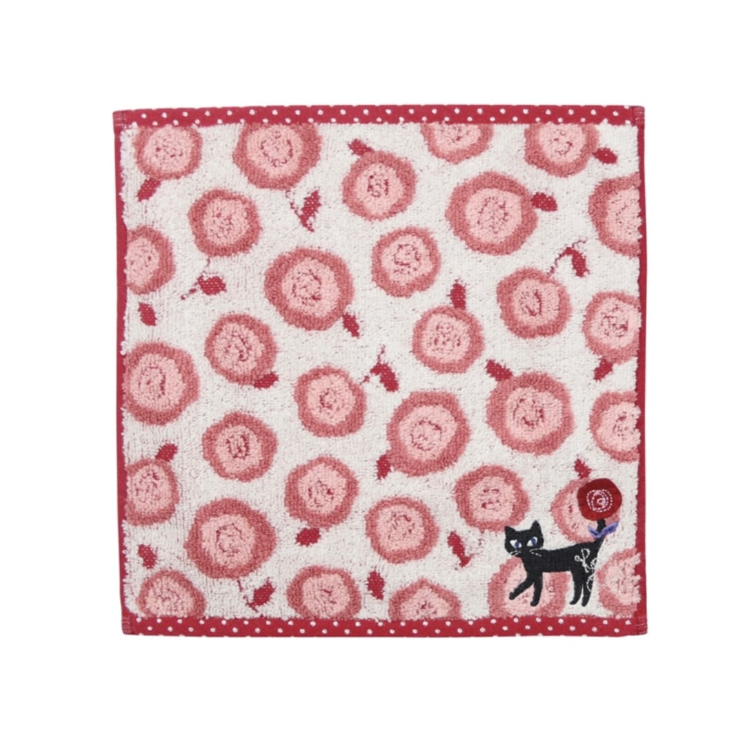 ☆タオルハンカチ｜ロージーキャット ハンドタオル猫雑貨 猫柄 猫グッズ 無撚糸 ふわふわ プレゼント プチギフト 贈り物