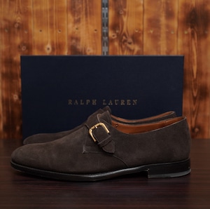 ralphlauren purple label モンクストラップ us8.5E スウェード 革靴 ラルフローレン パープルレーベル made in italy