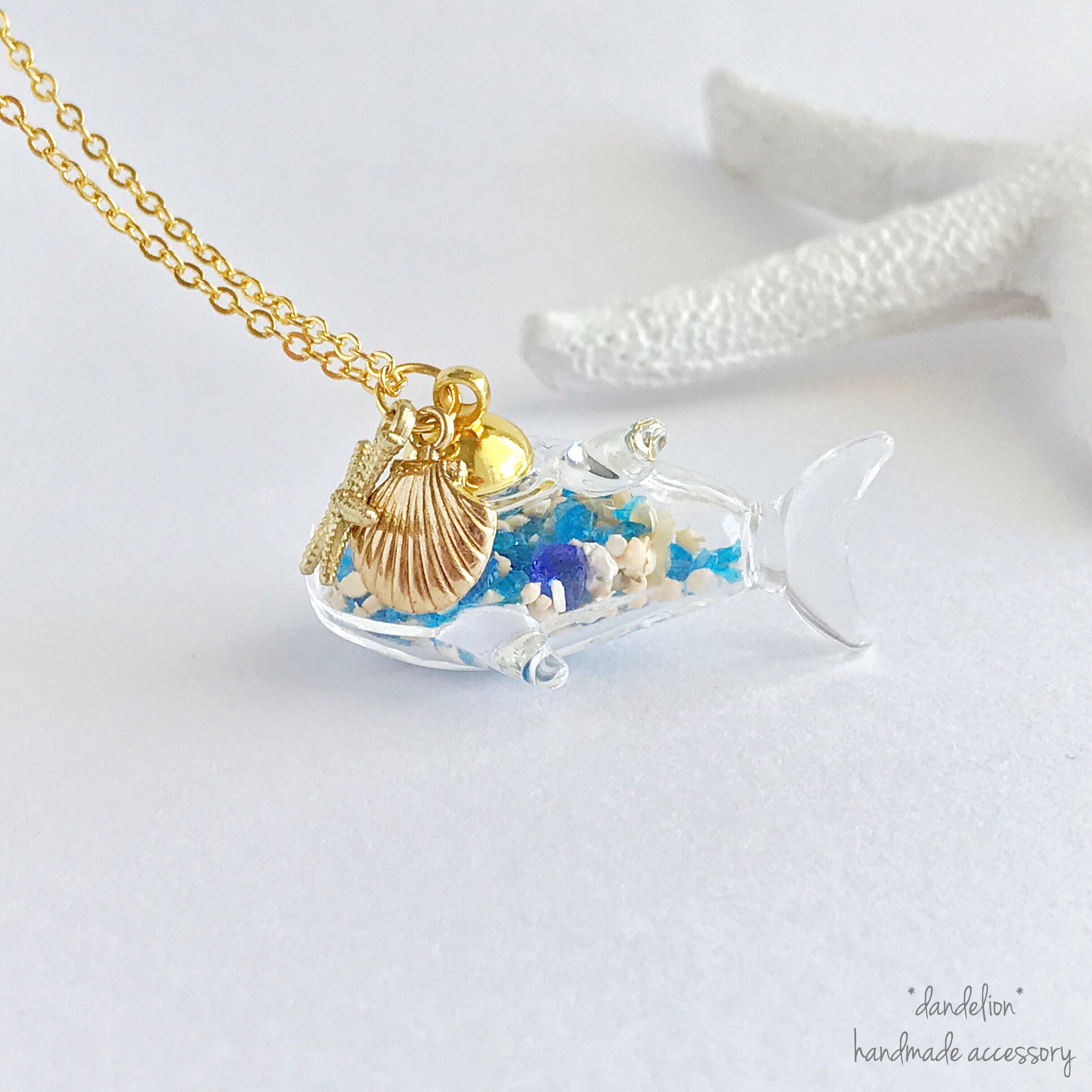 ジンベイザメ 琉球ガラス ネックレス ペンダント 海のジンベイザメネックレス | *dandelion* ガラスドームやハー