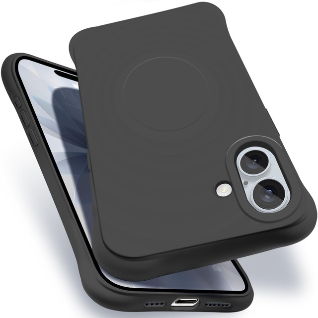 ALIGADUO iPhone 17用 MagSafe対応 ケース 耐衝撃 波模様スマホカバー ブラック