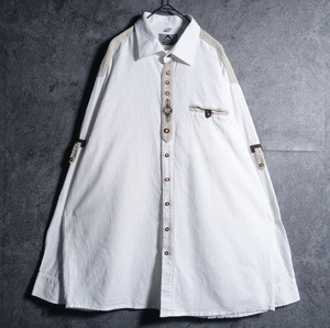 EURO White Flower Motif 2way Design Tyrolean Shirt