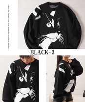 ◆猫柄 クルーネックニット◆bl-318627