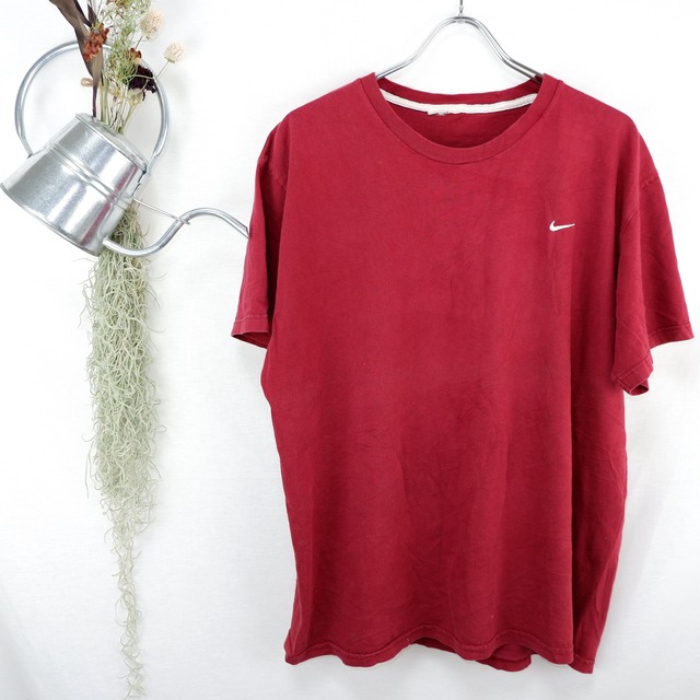 [L] NIKE Embroidery Wine-red Tee | ナイキ ロゴ ワインレッド Tシャツ
