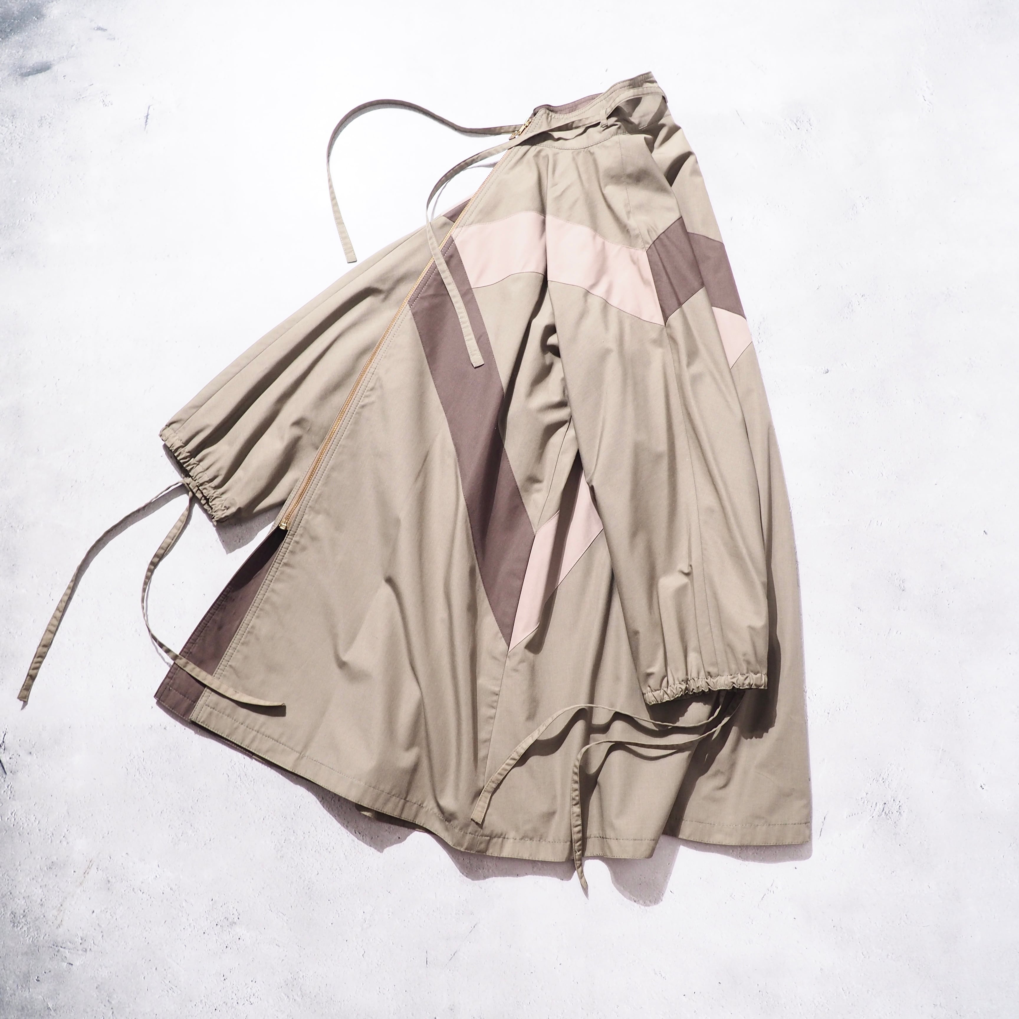 1980s " Unknown " Cross panel × Draw cord Design vintage Stand collar coat