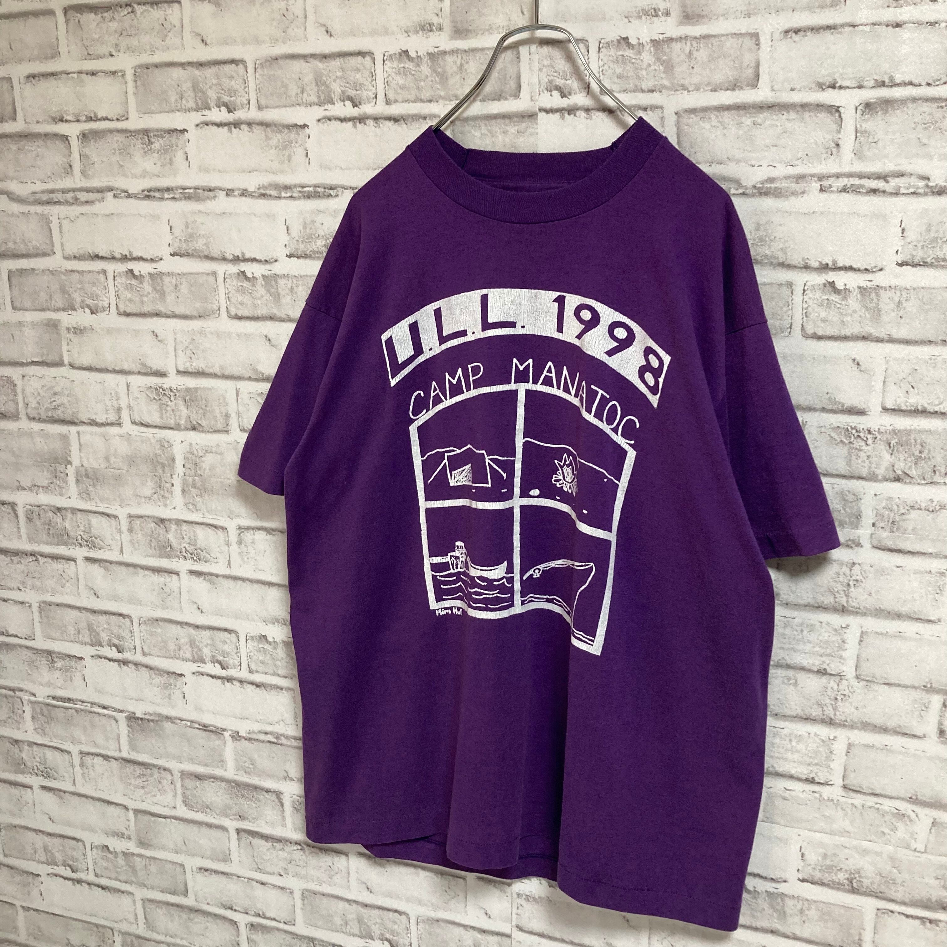 【FRUIT OF THE LOOM】S/S Tee XL Made inUSA 90s フルーツオブザルーム 90年代 キャンプ  アートプロモーション Tシャツ 焚き火 フィッシング ボート USA製 シングルステッチ ビッグシルエット アメリカ USA 古着