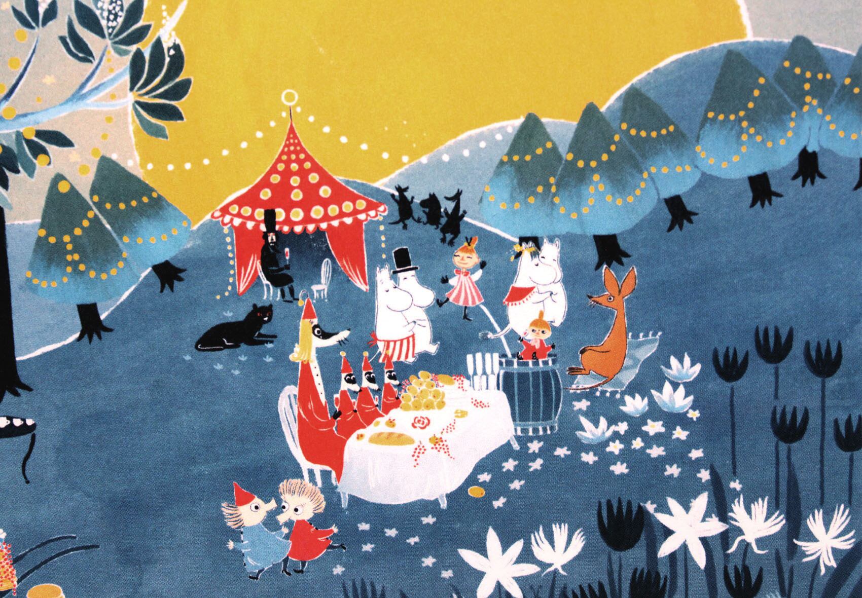 ムーミン 北欧 Postery「ムーミン谷のパーティー」送料無料 フレーム 展示用フック付アートポスター 絵画 インテリア アート