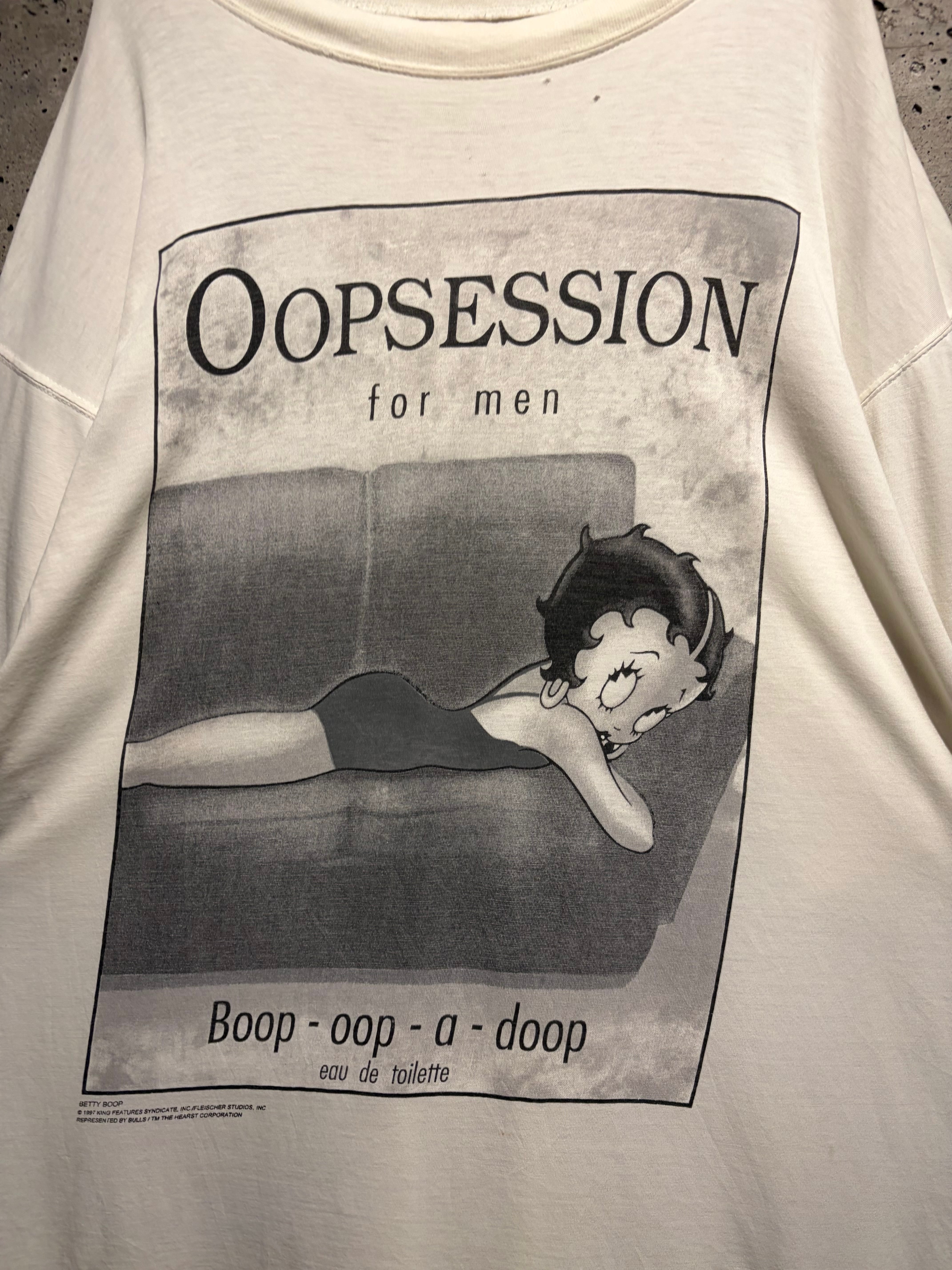Caka】90's “Betty Boop” “Oopsession for men” Calvin Klein Parody T