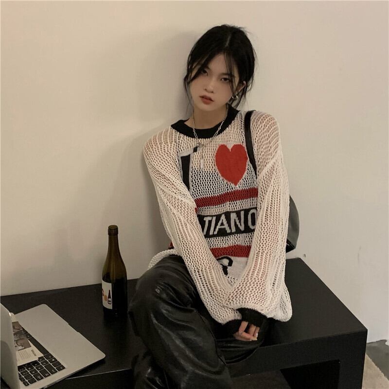 ルーズニットセーター サマーカジュアルトップス ロング 夏物 モンロー67824914107