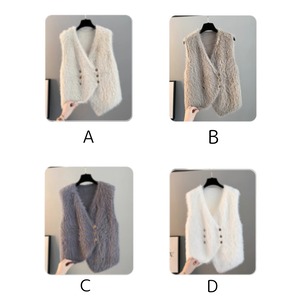 Vネックファーベスト 4color A00774