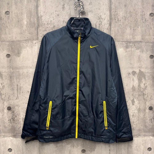 NIKE ナイキ STORM-FIT ジップアップジャケット M ブラック イエロー スウッシュ刺繍 切り替えデザイン