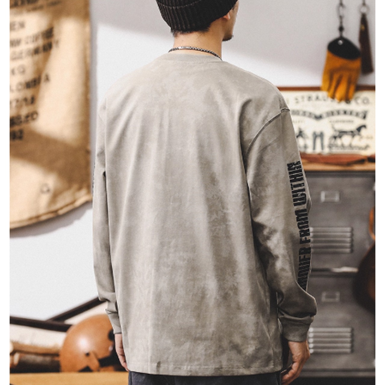 スリーブプリント クルーネック ロンT 10198