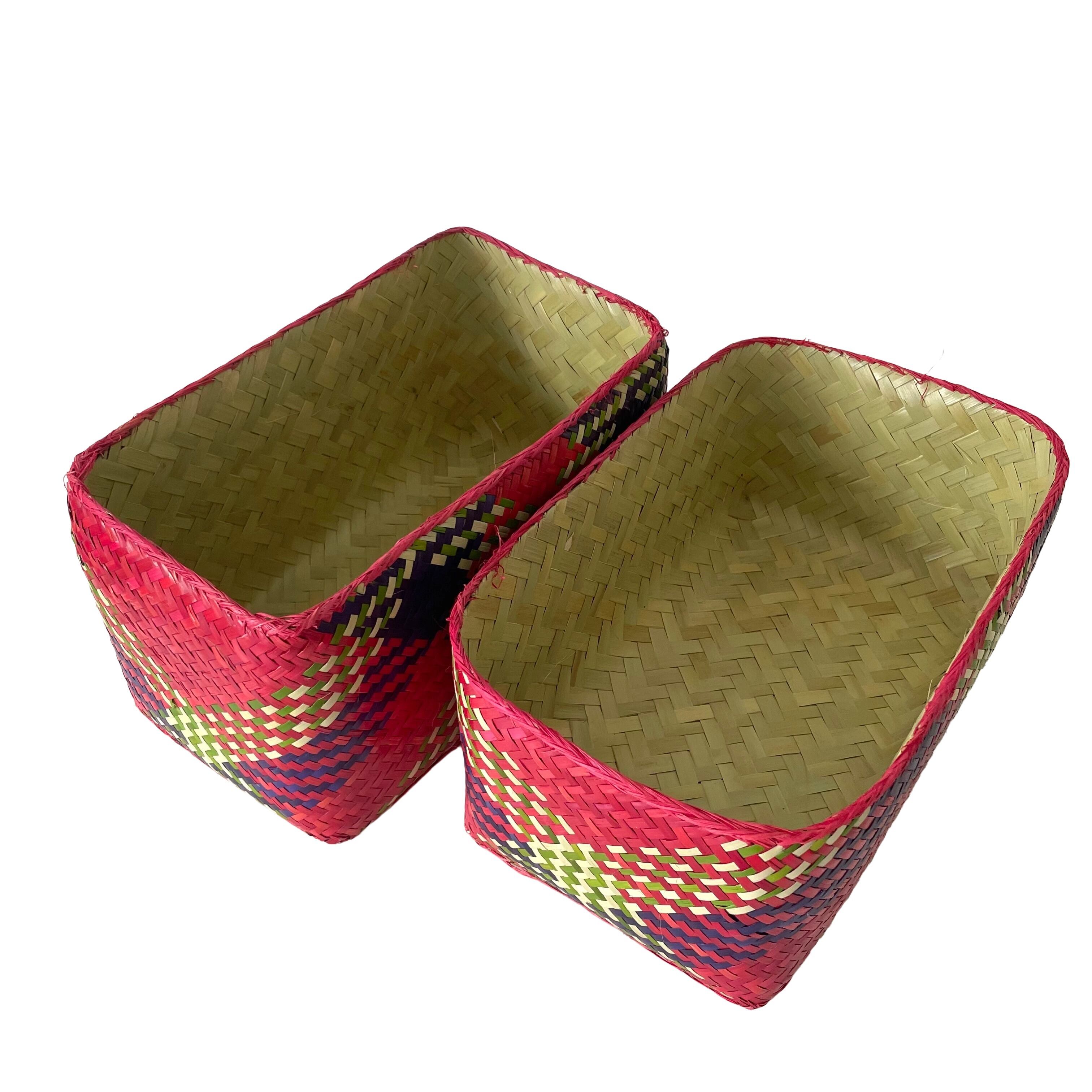 アタ カラフル バスケット スクエア かご Rectangular colourful basket M w27cm×15cm×h15cm四角カラフル蓋付き