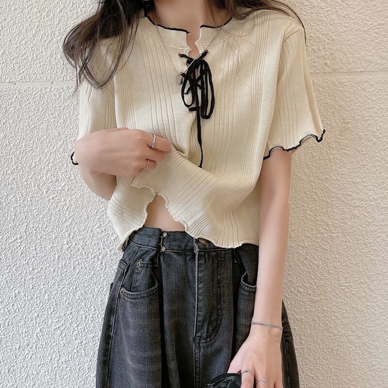 ショートTシャツ サマーハイウェスト 夏物 試着室43583370601