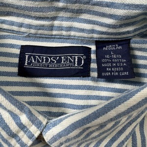 LANS’END S/S shirt 90s ランズエンド ストライプシャツ 古着