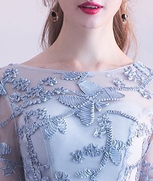 ブルーグレー ミディ丈 花柄 パーティードレス iPd0034 | flow tokyo