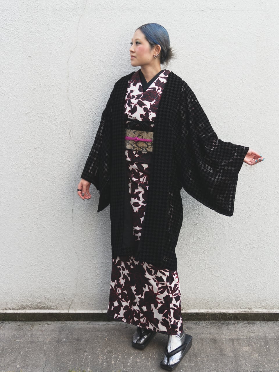 兵児帯「ギラヘコⅡ」シルバー×ブラック [E1394] | Rumi Rock Store