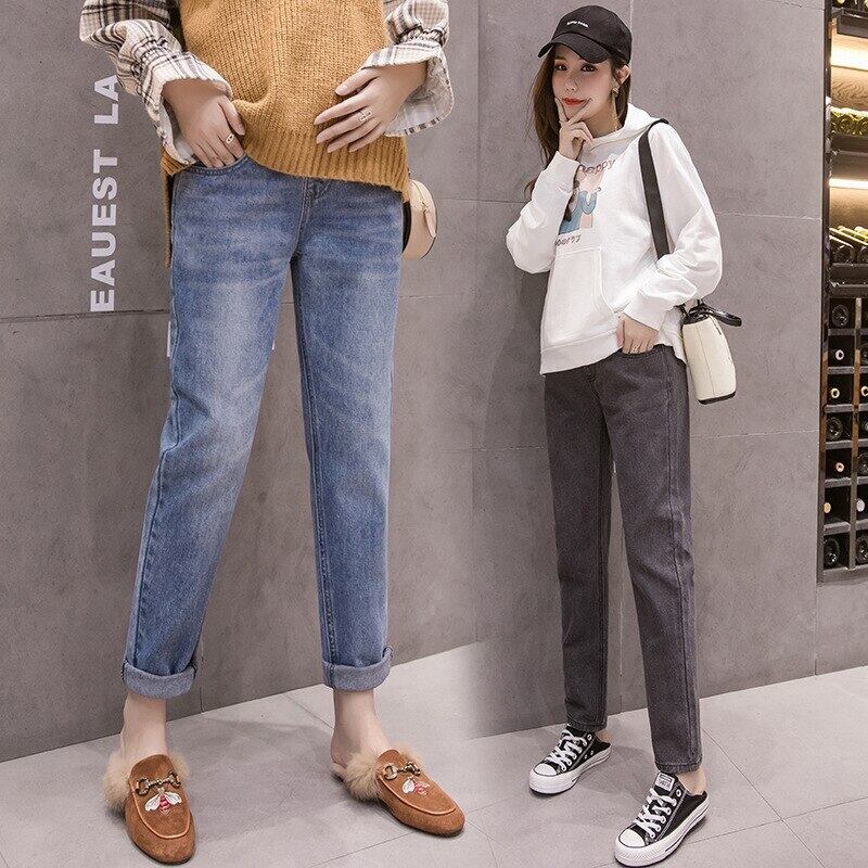 【新作】【送料無料】 1901＃秋冬デニムマタニティジーンズ調節可能なベリーストレートパンツ妊婦ゆったり妊娠パンツ オータム 秋物 ウィンター 冬物 アジャスタブル expec549685250236