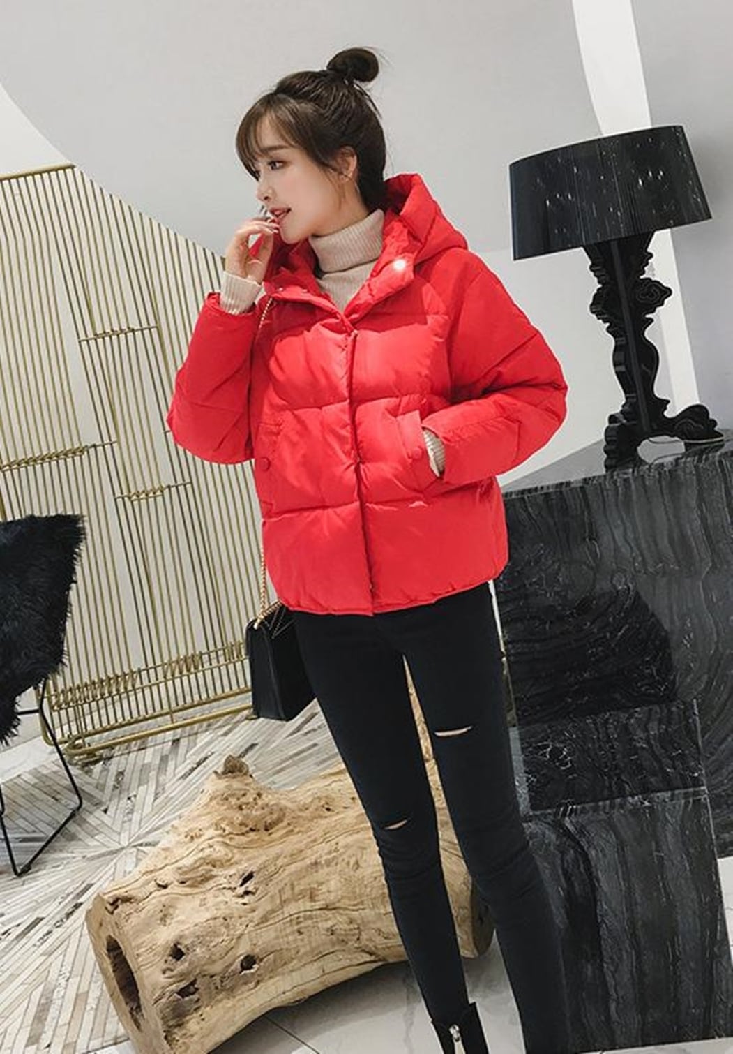 レディース ショートダウンジャケット（レッド） | PicoCharm