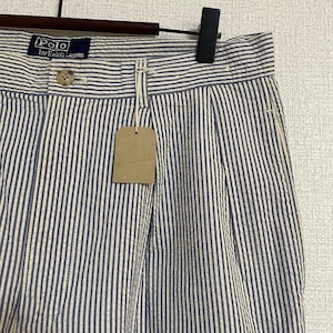 Polo by Ralph Lauren　シアサッカー地　ストライプ　タックスラックスパンツ