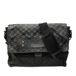 グッチ グッチシマ ショルダーバッグ メッセンジャーバッグ 246067 ブラック レザー レディース GUCCI 中古