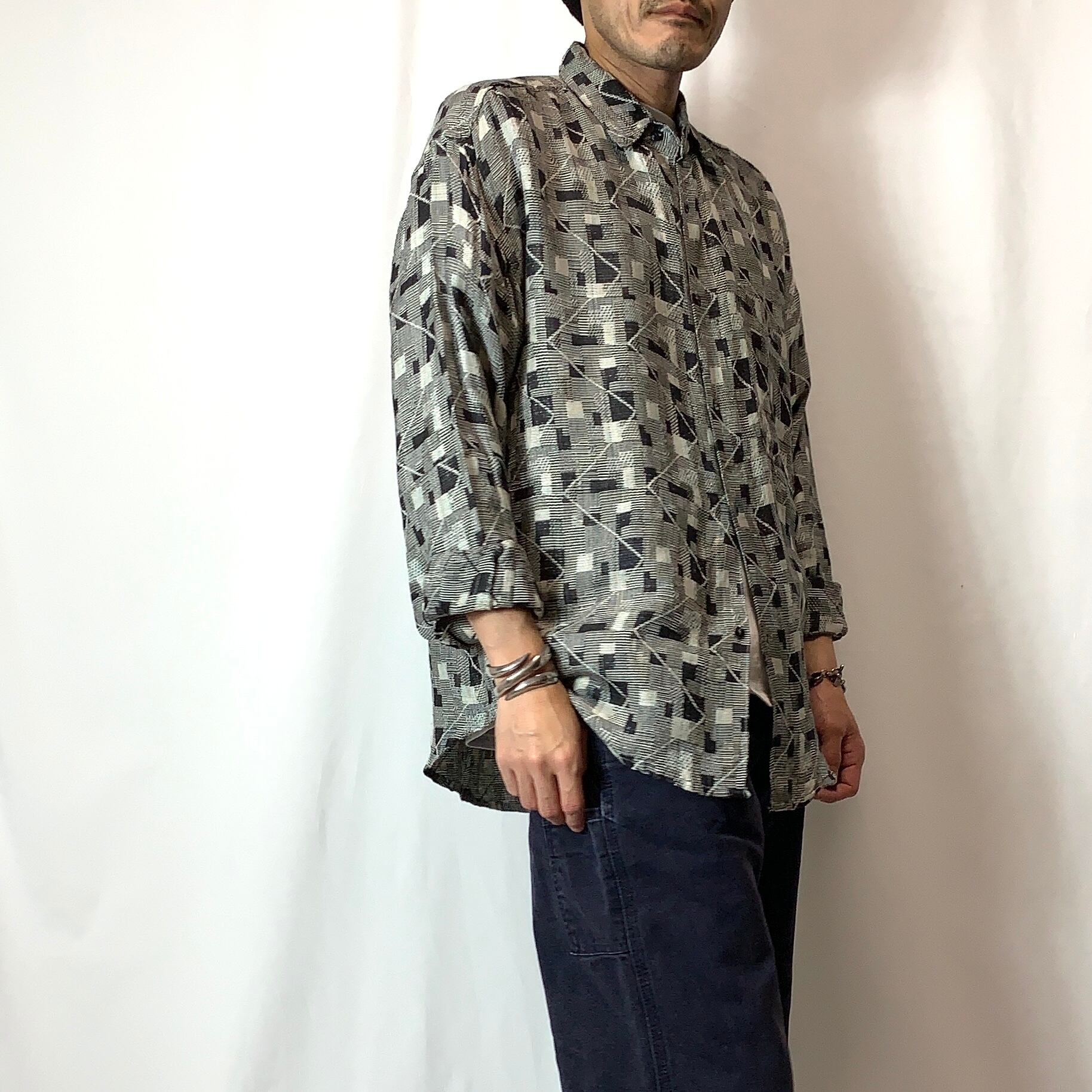 VINTAGE 90s L/S DESIGN RAYON SHIRT