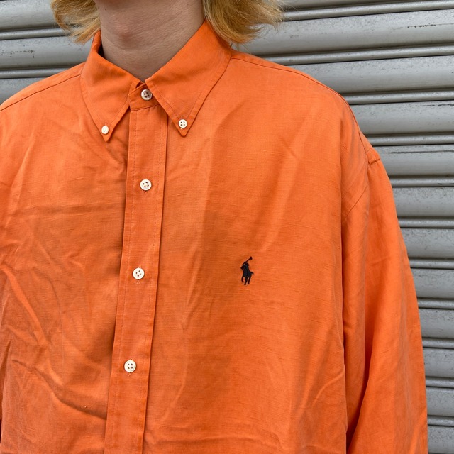 『送料無料』90s Ralph Lauren BLAKE ボタンダウンシャツ オレンジ XL