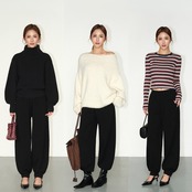 Drawstring Relaxed Knit Pants/2color