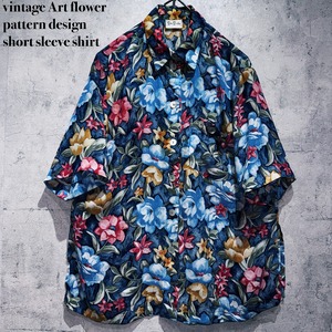 vintage Art flower pattern design short sleeve shirt