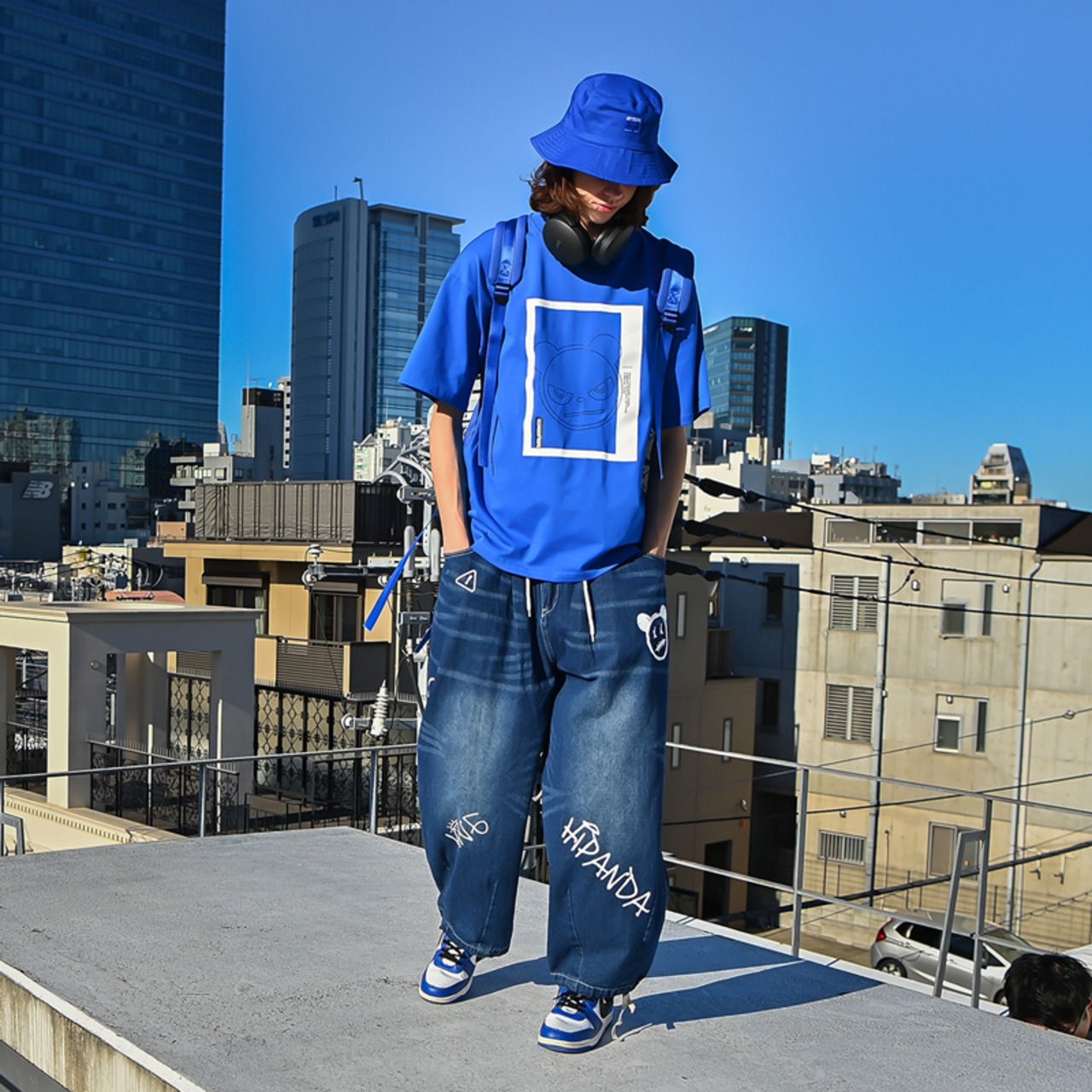 SALE【HIPANDA ハイパンダ】メンズ プリント Tシャツ MEN'S PRINT SHORT SLEEVED T-SHIRT /  BLUE・ ORANGE