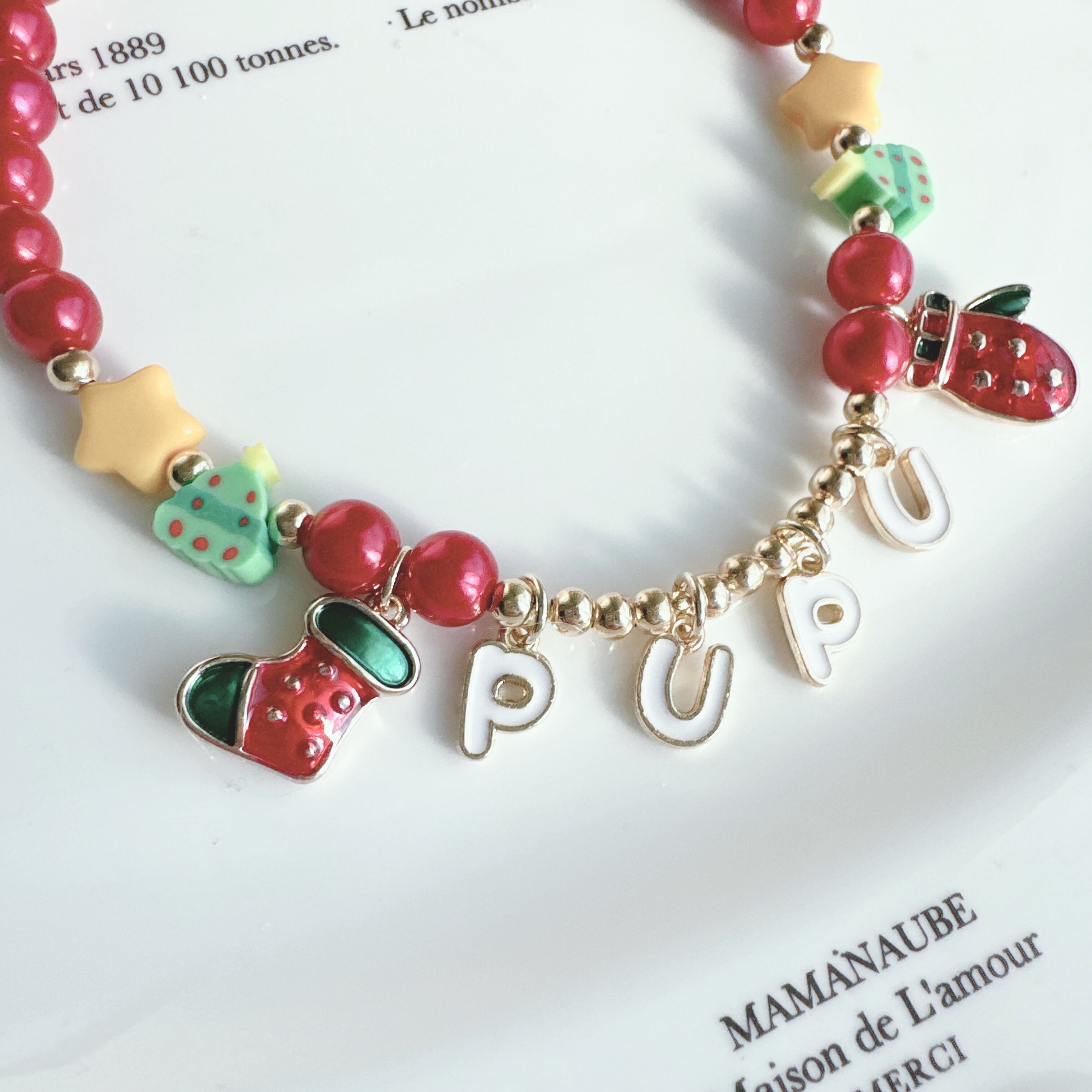 クリスマス*グローブソックス名前ネックレス