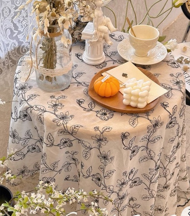 【large】Black flower  display cloth  【m140４】ブラックフラワーディスプレイデザインクロス