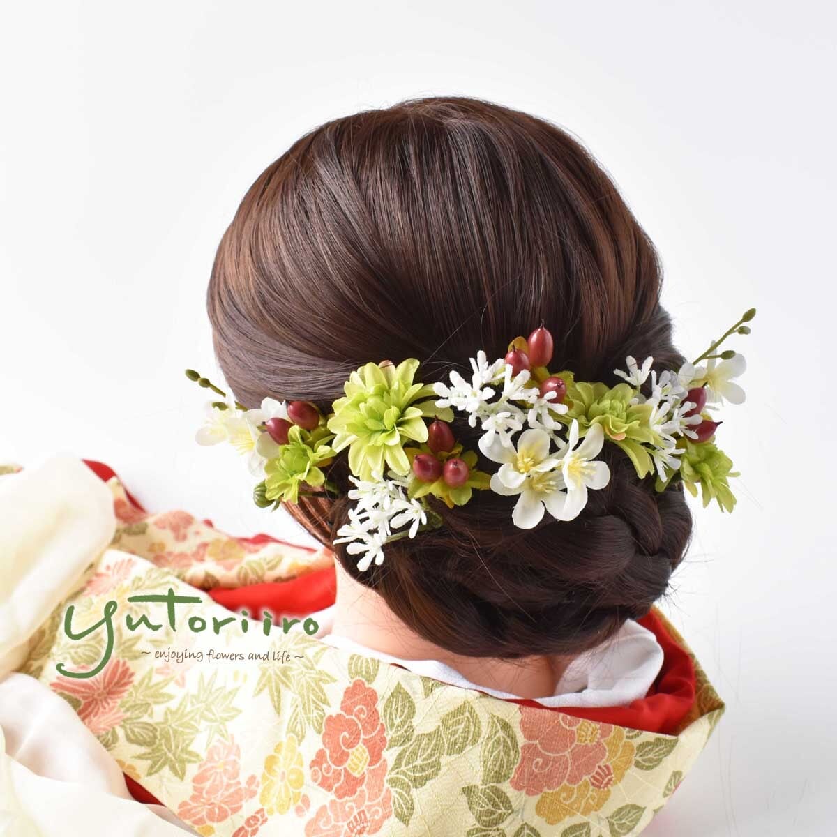グリーンダリアとライラックの髪飾り | yutoriiro