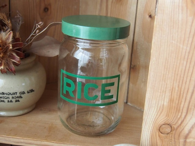 イギリスアンティーク　ガラスジャー(RICE)