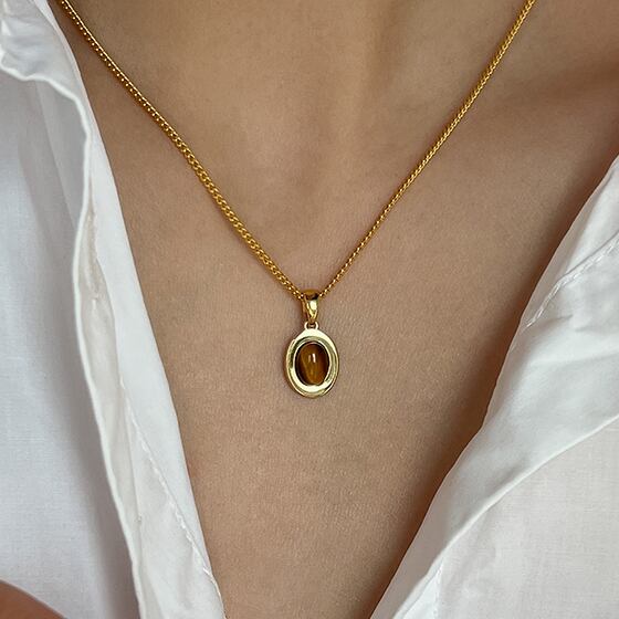 Tiger eye pendant necklace S355