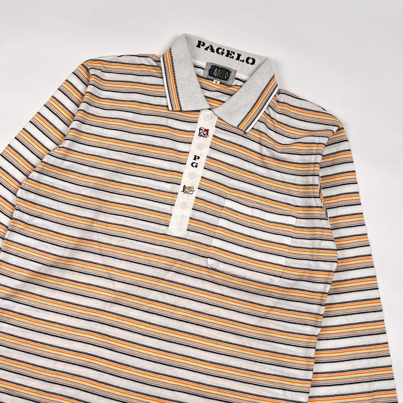 PAPELO パジェロ ボーダー 長袖 ポロシャツ M/マルチ メンズ